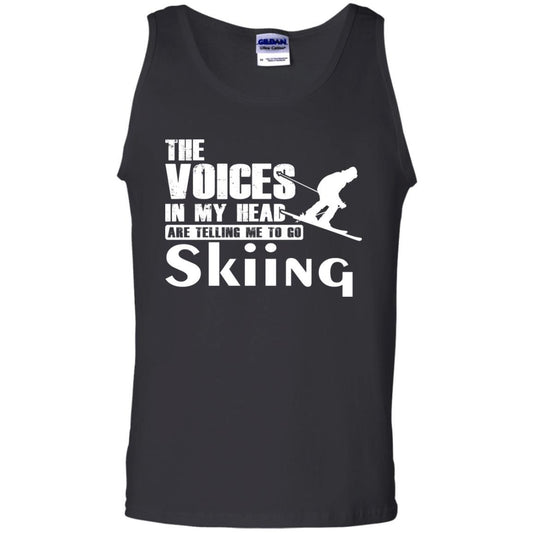 Skiing Lovers T-shirt The Voices In My Head Are Telling Me To Go Skiing Black