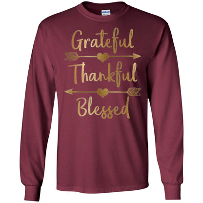Thanksgiving T-shirt Grateful Thankful Blessed Maroon