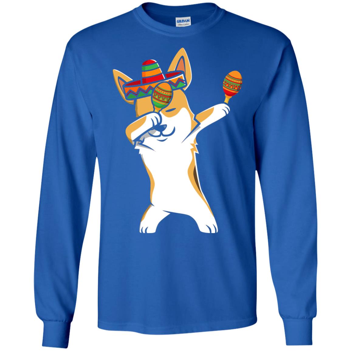 Dabbing Corgi Funny Cinco De Mayo T-shirt Royal
