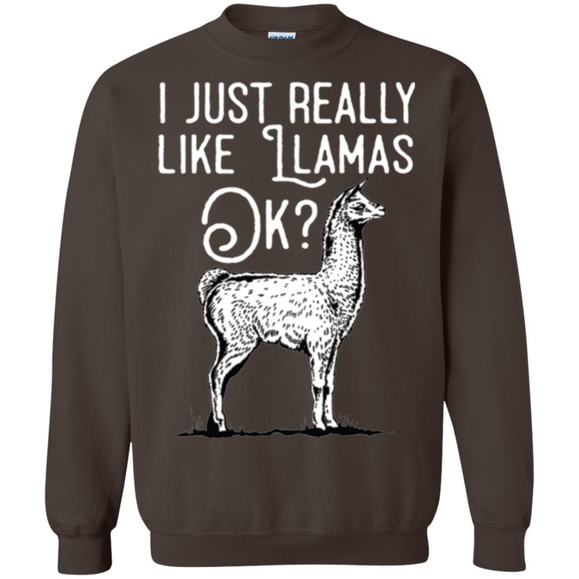 Alpaca T-shirt I Just Really Like Llamas Ok Dark Chocolate