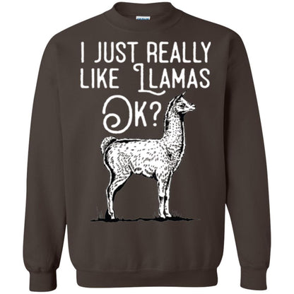 Alpaca T-shirt I Just Really Like Llamas Ok Dark Chocolate