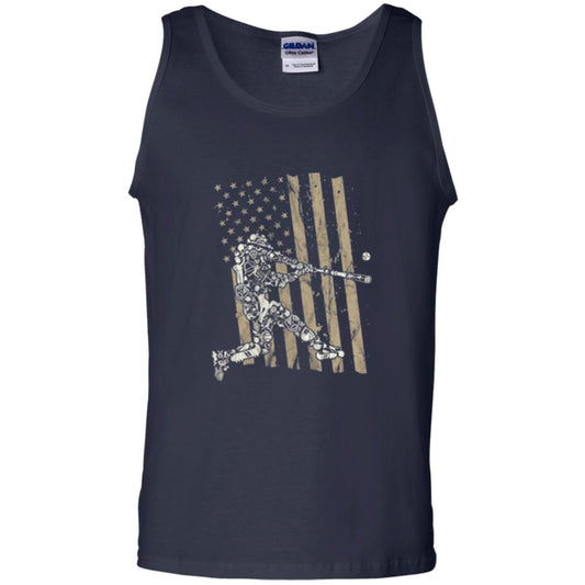 Baseball Player T-shirt American Flag Navy