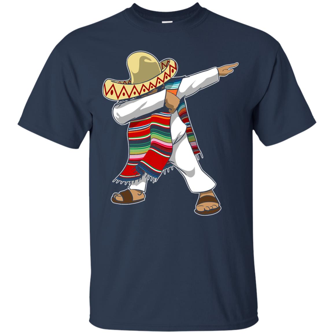 Mexican Poncho Dabbing Cinco De Mayo Shirt Navy