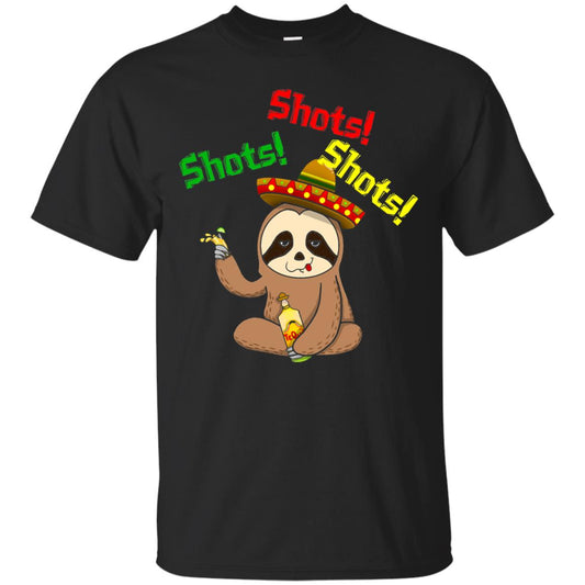 Shots Sloth Cinco De Mayo Tequila T-shirt Black