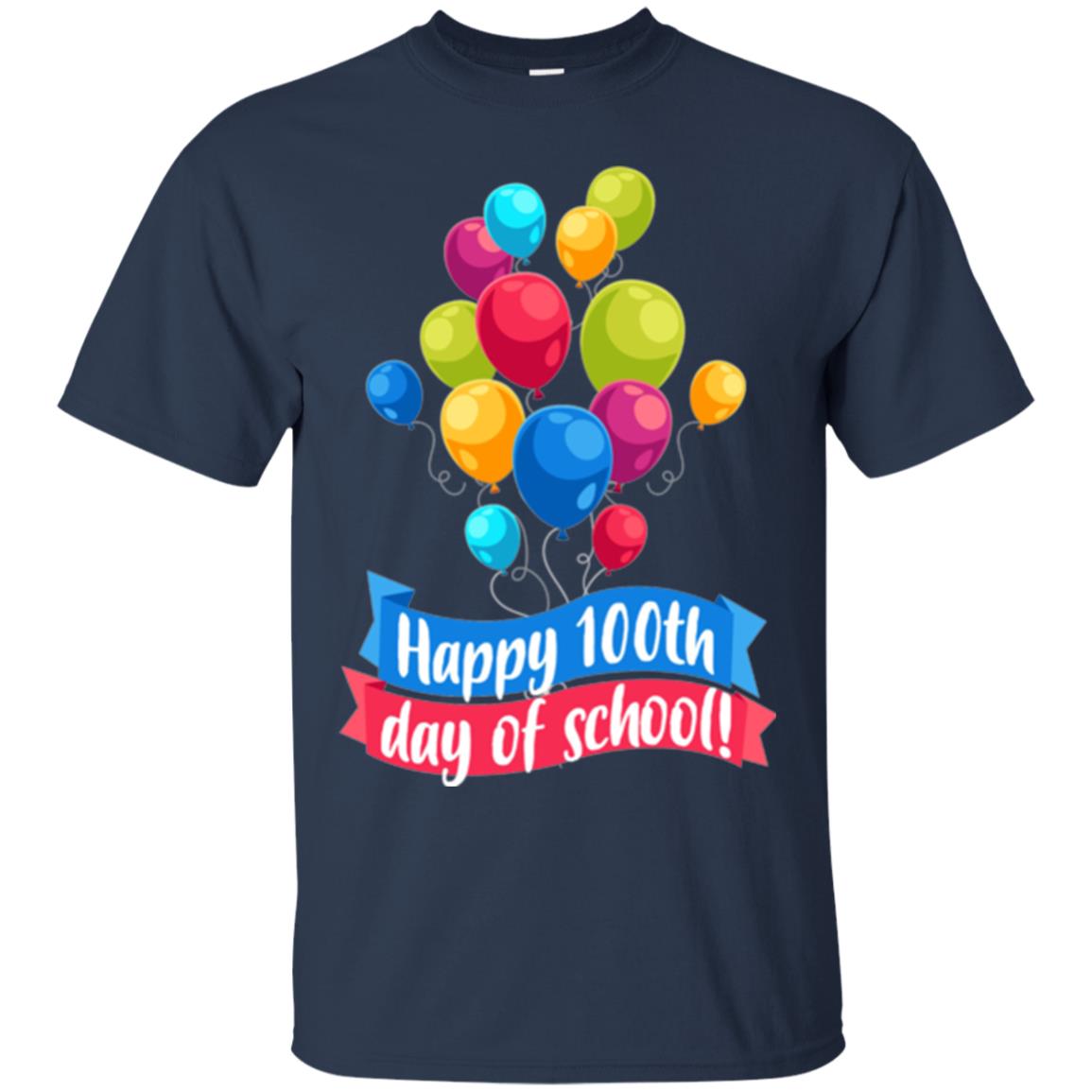 Happy 100th Day Of School Colorful Balloons Funny T-shirt Navy