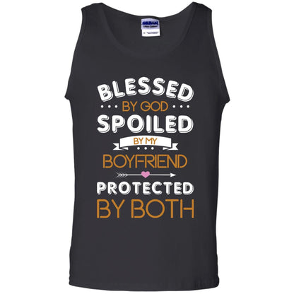 Blessed By God Spoiled By My Boyfriend Protected By Both Shirt Black