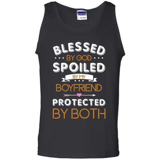 Blessed By God Spoiled By My Boyfriend Protected By Both Shirt Black