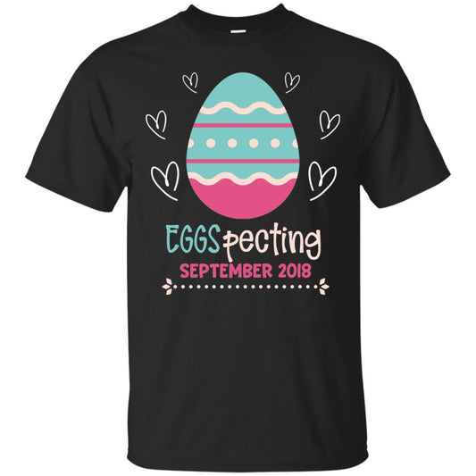Easter Pregnancy Announcement Shirt Eggspecting September 2018 Black