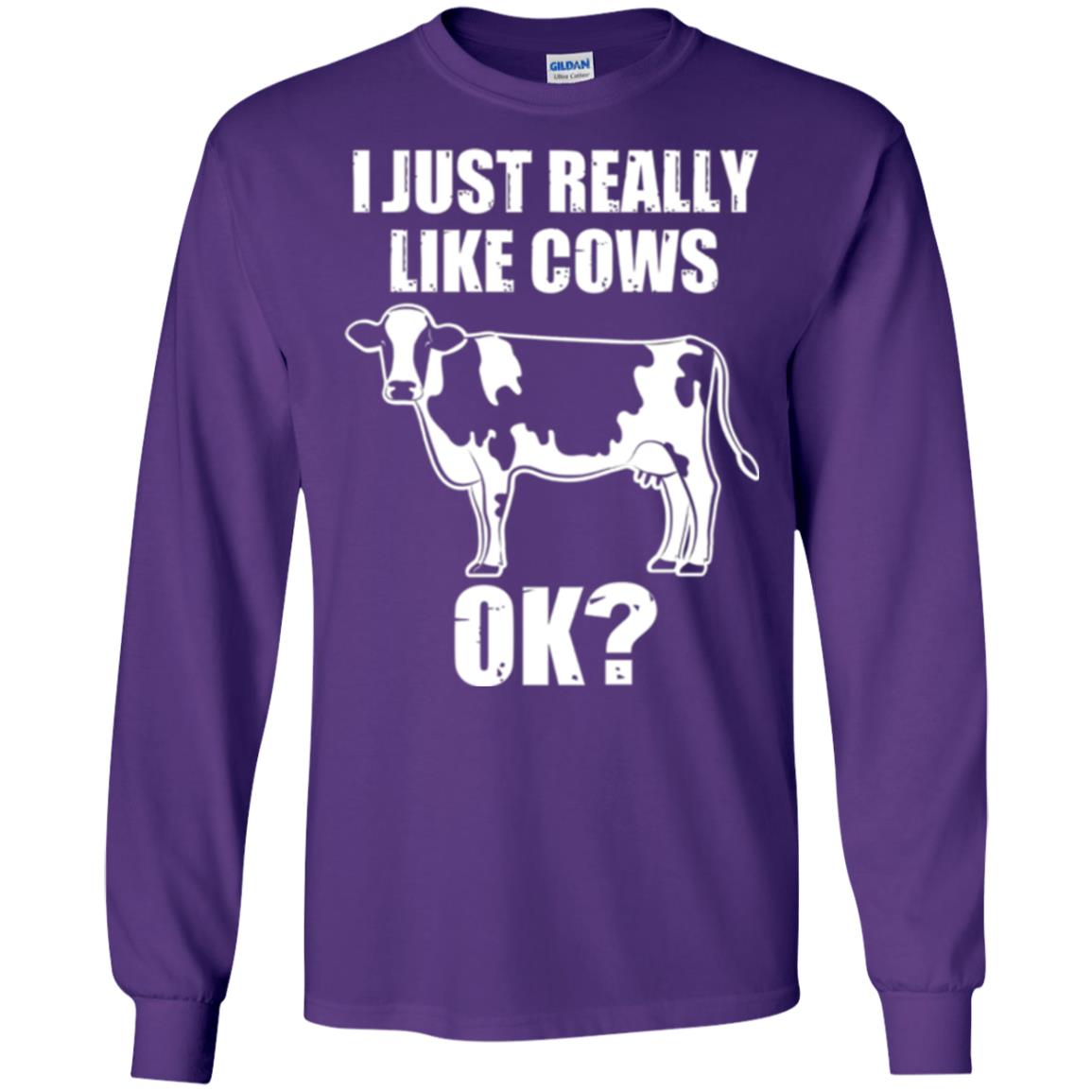 Cow Lovers T-shirt I Just Really Like Cows Ok Purple