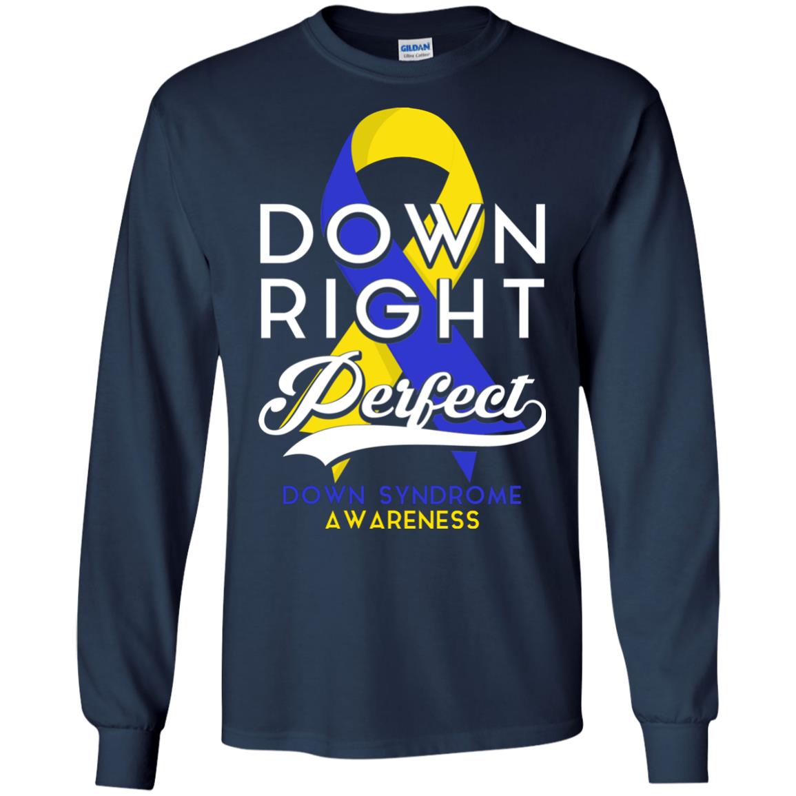 Down Right Perfect Down Syndrome Awareness T-shirt Navy