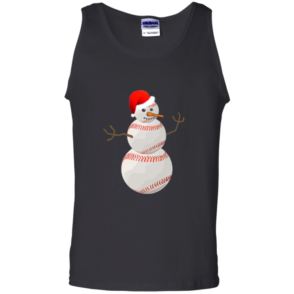 Christmas Baseball T-shirt Baseball Snowman Black