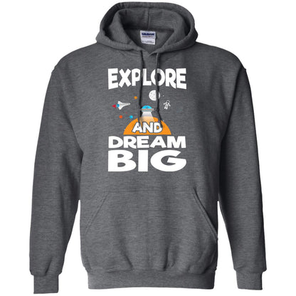 Explore And Dream Big Space Universe Planet Shirt Dark Heather