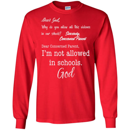 Dear God Why Not Allowed In Schools Christian T-shirt Red