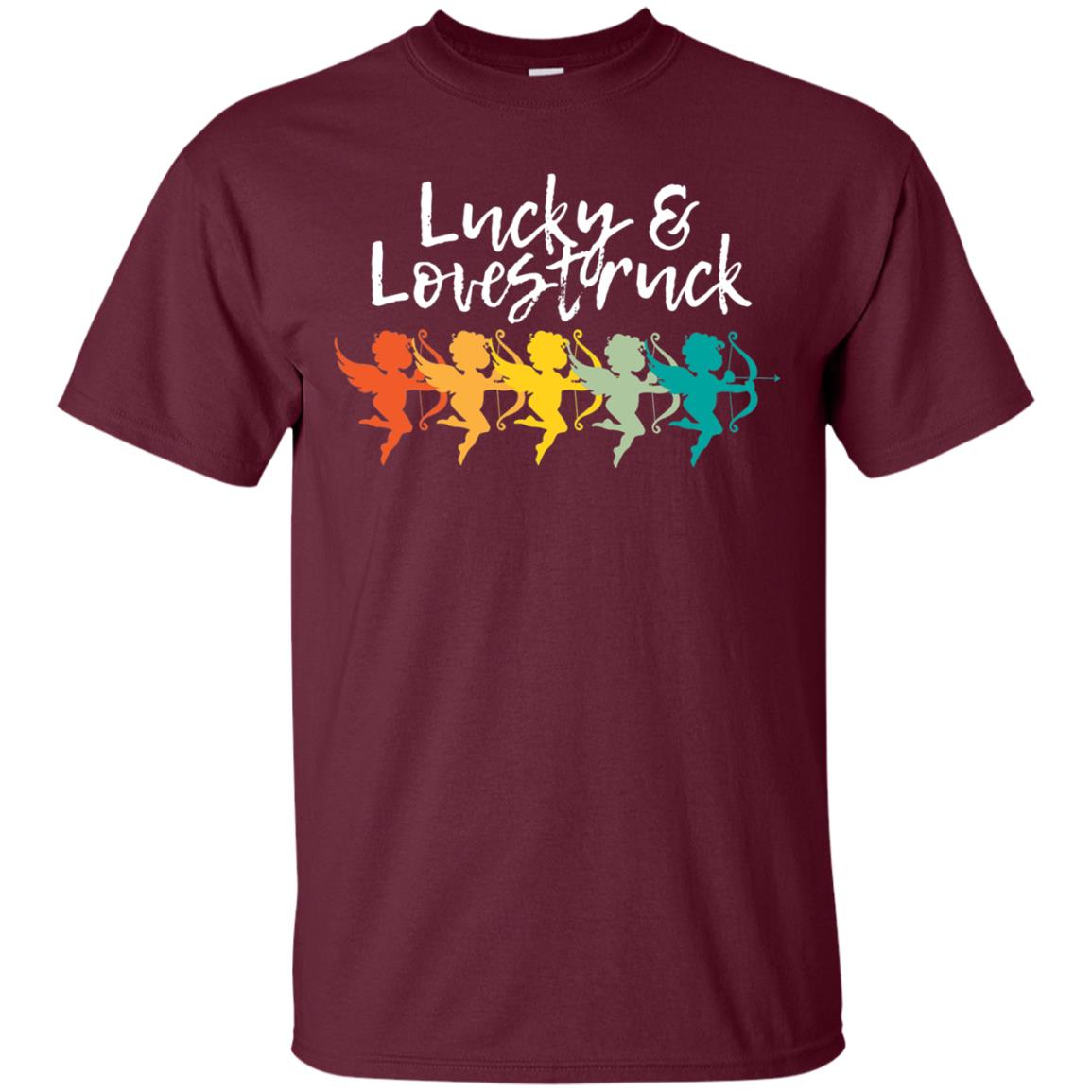 Vintage Retro Valentine_s Lucky Lovestruck Tshirt Maroon