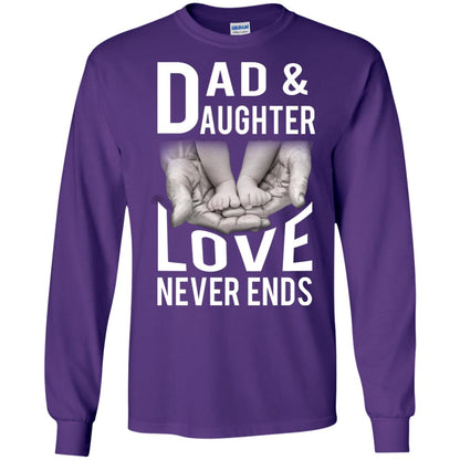 Dad And Daughter Love Never Ends Family T-shirt Purple