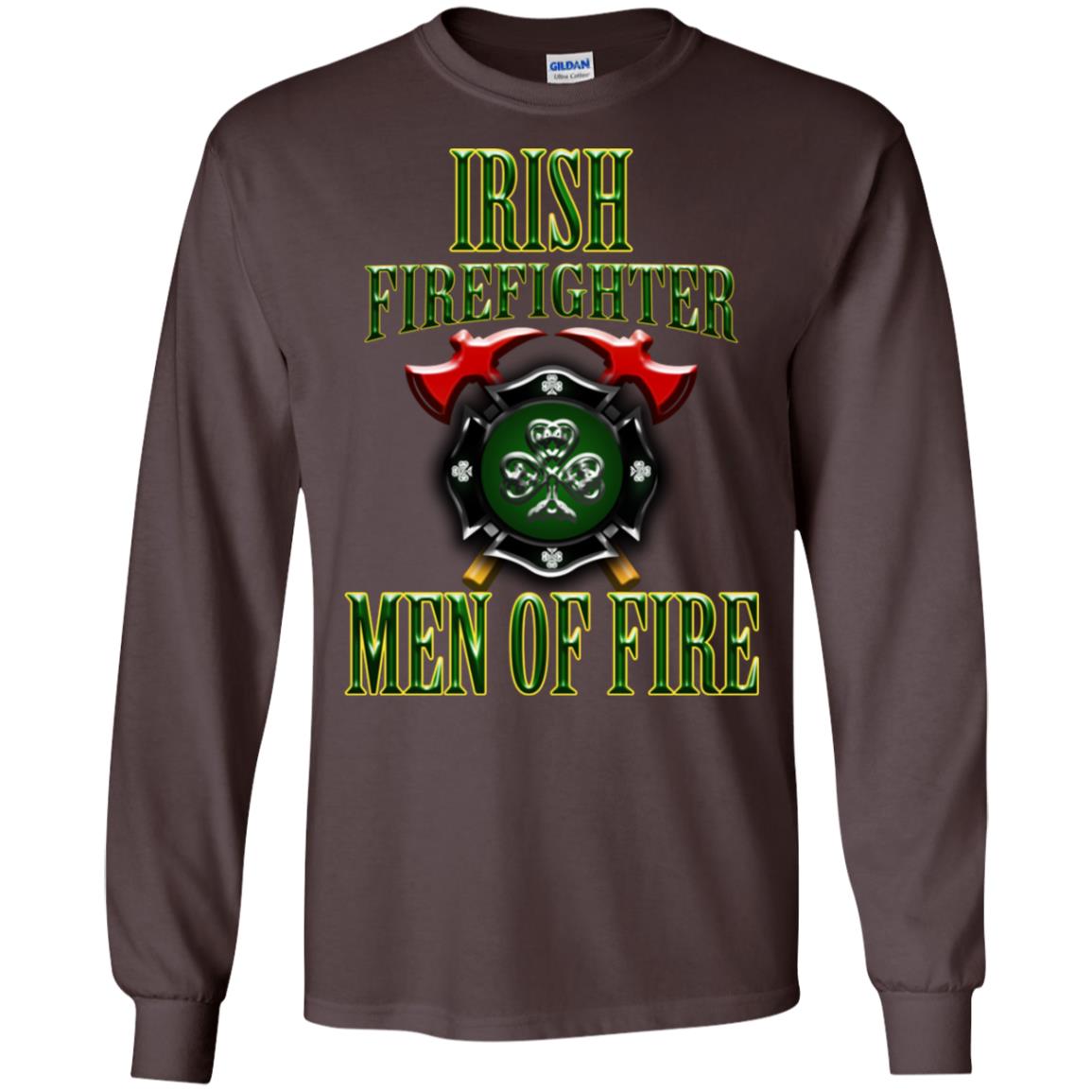 Irsh Firefighter Men Of Fire Irish Fireman Gift Shirt Dark Chocolate