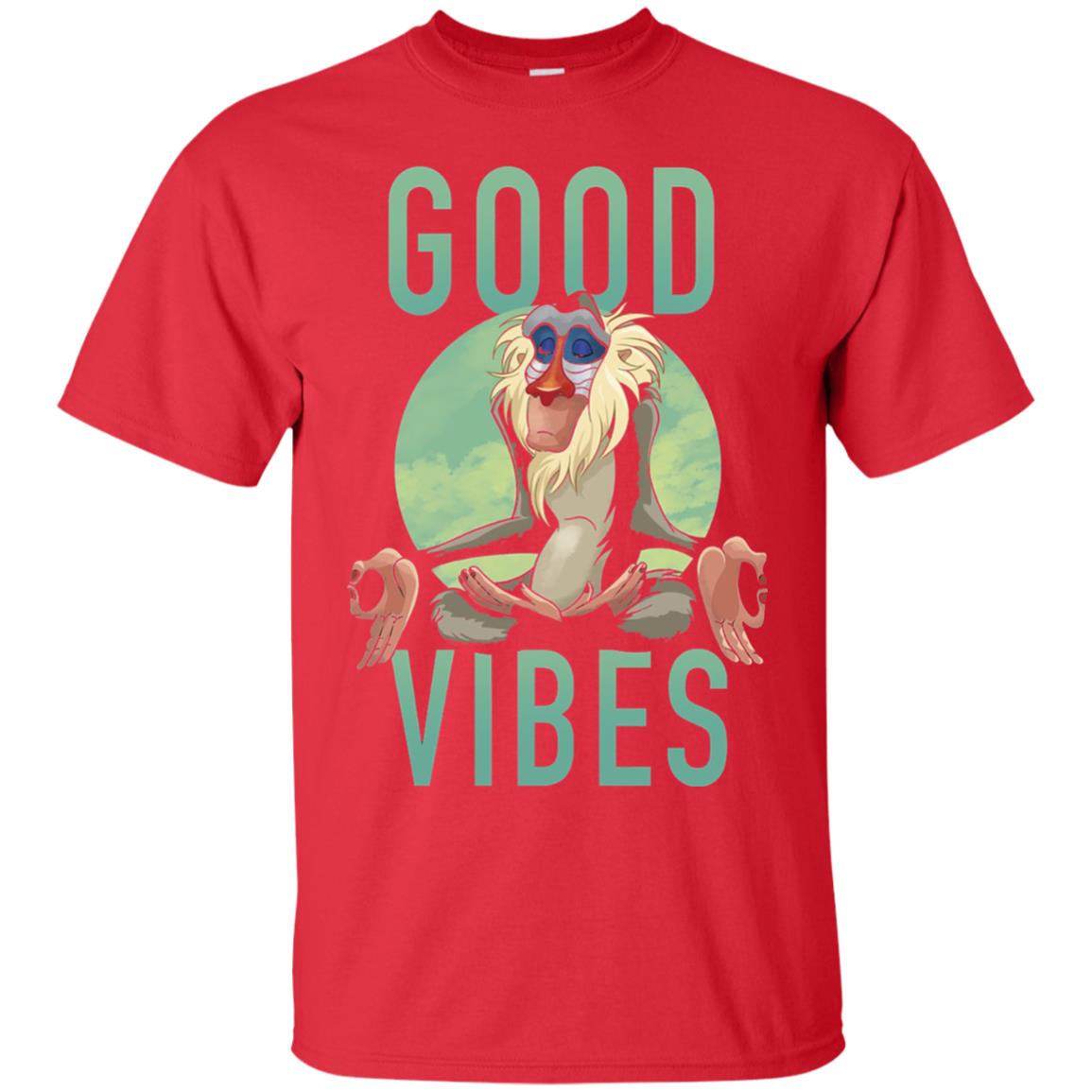 Disney Lion King Rafiki Meditate Good Vibes Graphic T-shirt Red