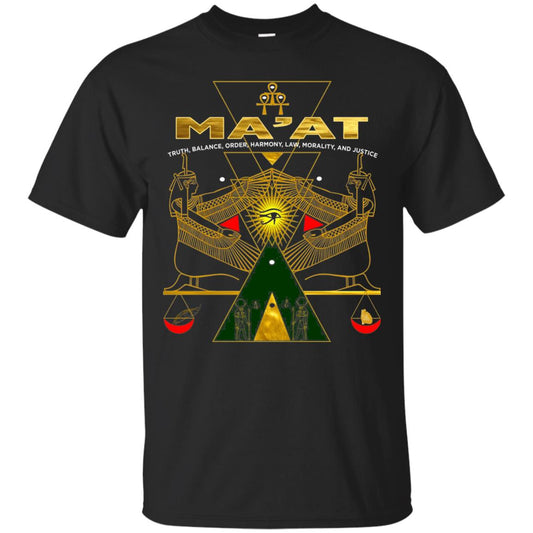 Sacred Kemetic Geometry Goddess Maat T-shirt Black