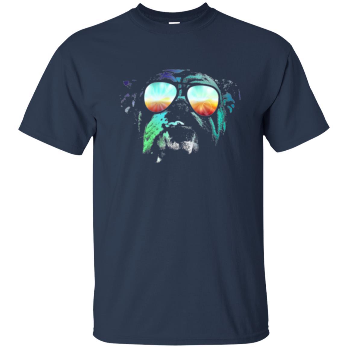 Pitbull Lover T-shirt English Bulldog Neon Dog T-shirt Navy