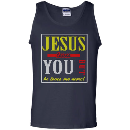 Jesus T-shirt Jesus Loves You But He Love Me More Navy
