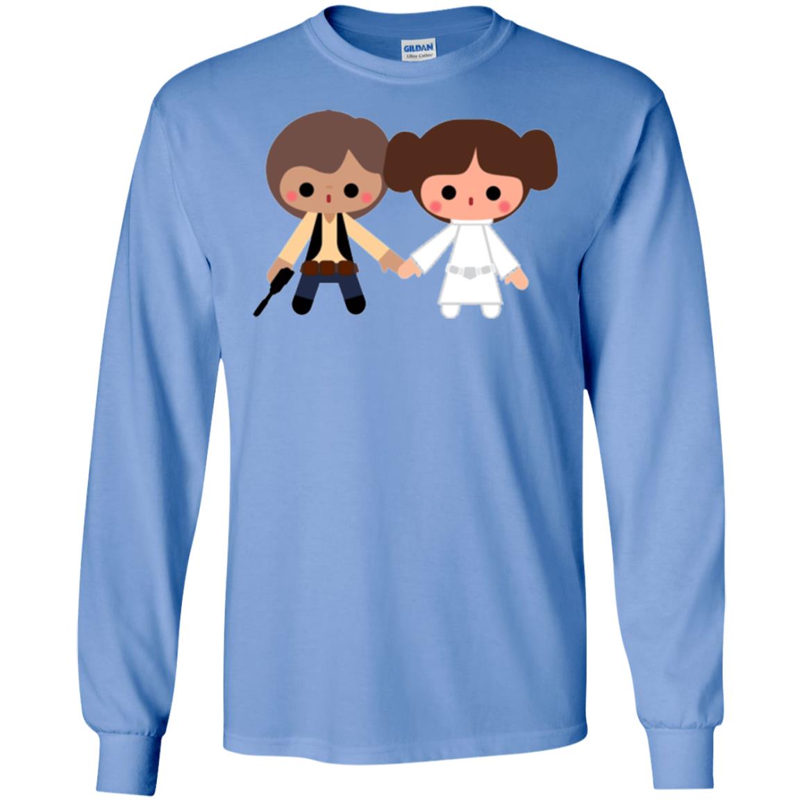 Cartoon T-shirt Han Solo Princess Leia Carolina Blue