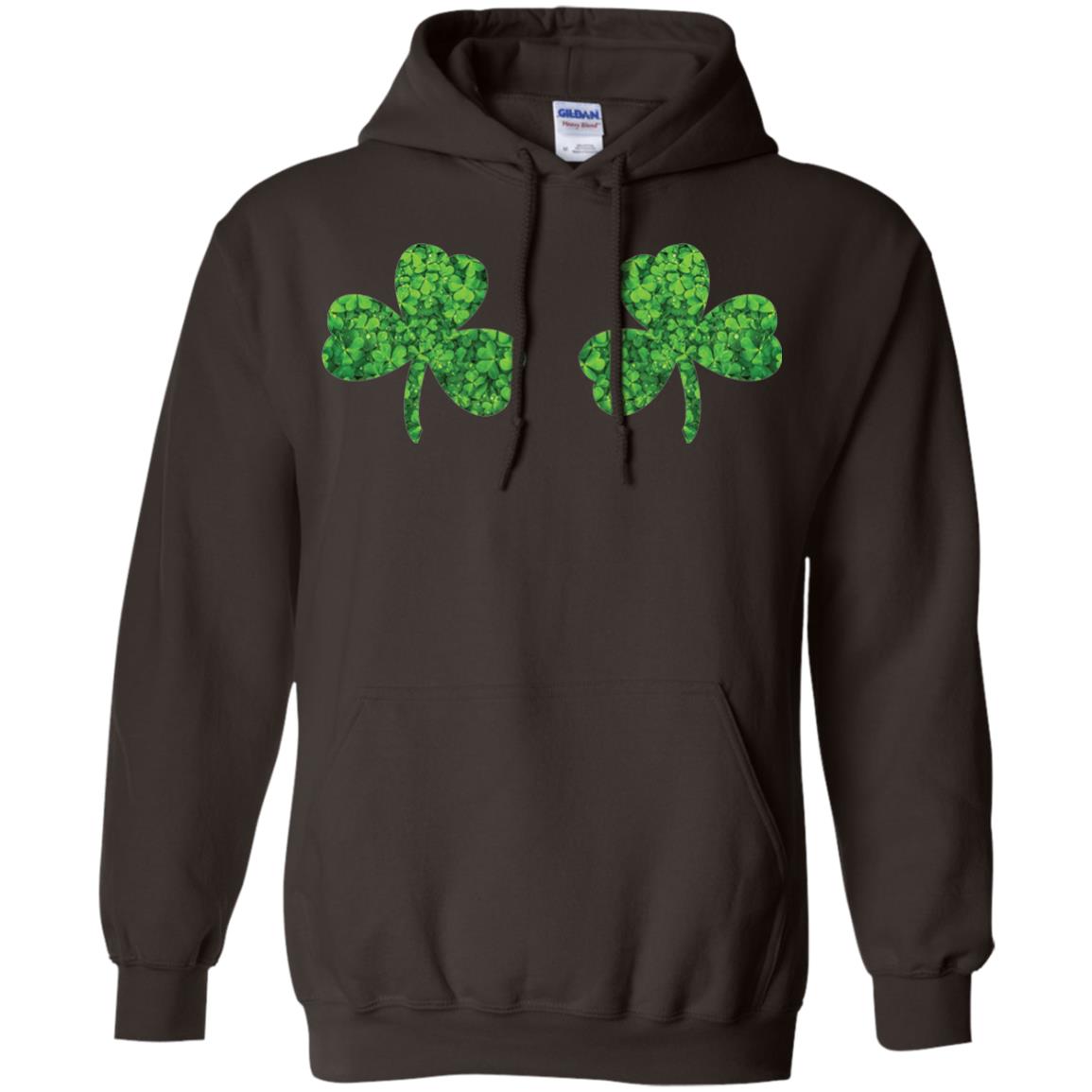Shamrock Boobs Funny Saint Patrick_s Day T-shirt Dark Chocolate
