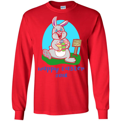 Easter Bunny Stop Here Funny Easter Day T-shirt Red