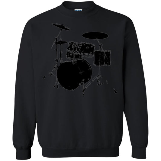 Drum Lovers T-shirt Drum Kit Stencil Print Black