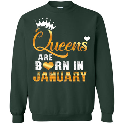 Birthday T-shirt Queens Are Born Iin January Forest Green
