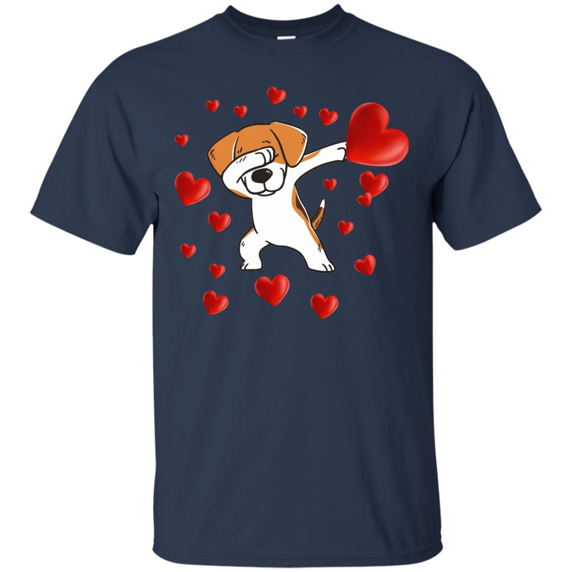 Valentines Day T-shirt Dabbing Dog Navy