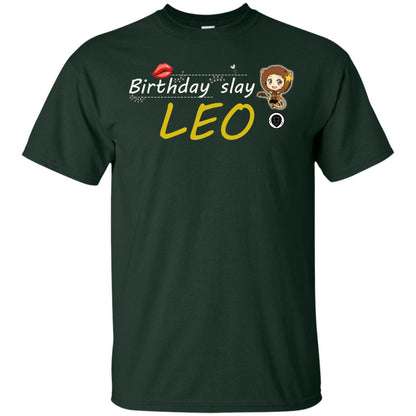 Cute Leo Girl Birthday Lip Slay T-shirt Forest