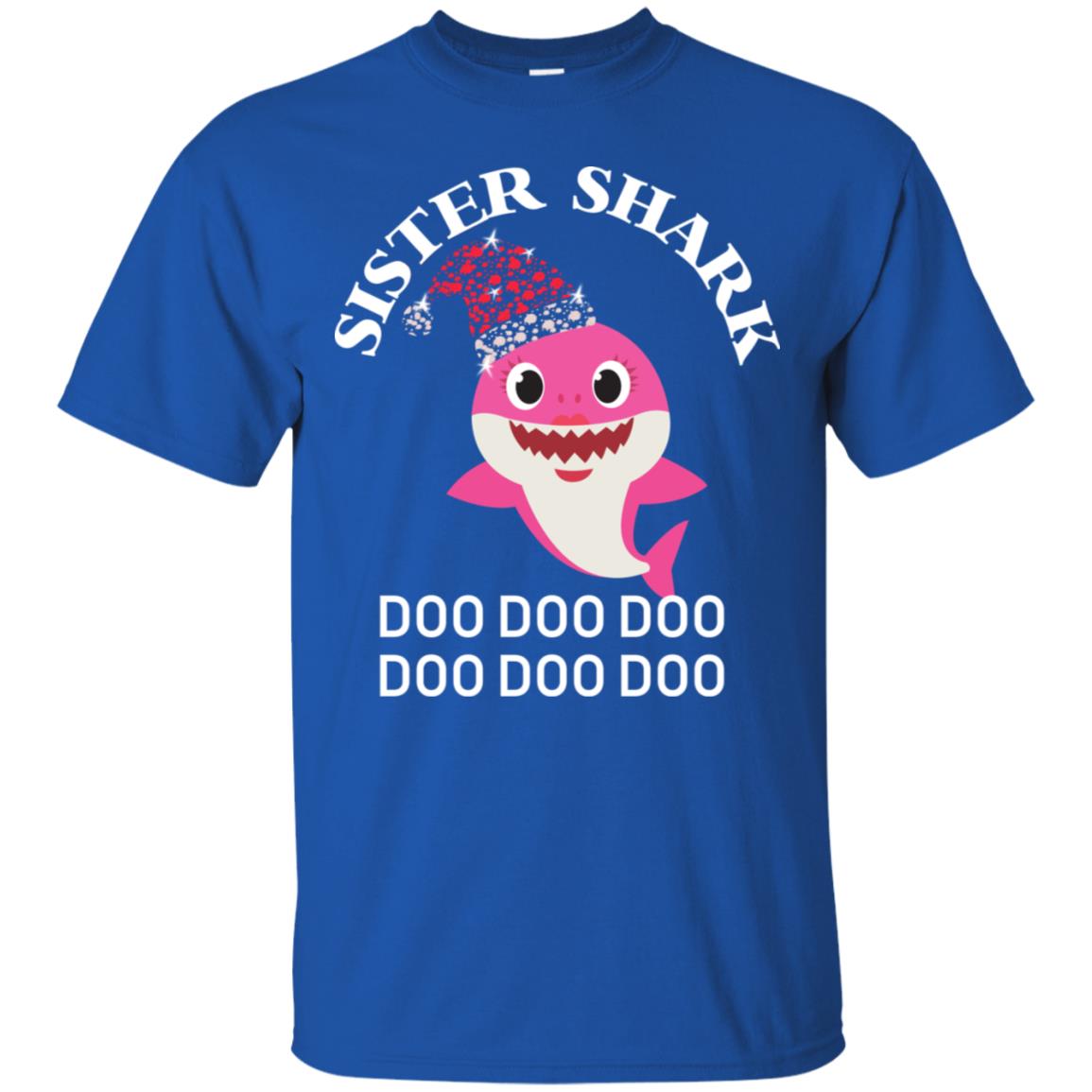 Sister Shark With Santa Claus Hat Merry X-mas Family Shark Gift Shirt Royal