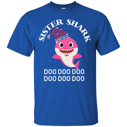 Sister Shark With Santa Claus Hat Merry X-mas Family Shark Gift Shirt Royal