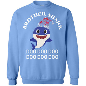 Brother Shark With Santa Claus Hat Merry X-mas Family Shark Gift ShirtG180 Gildan Crewneck Pullover Sweatshirt 8 oz.