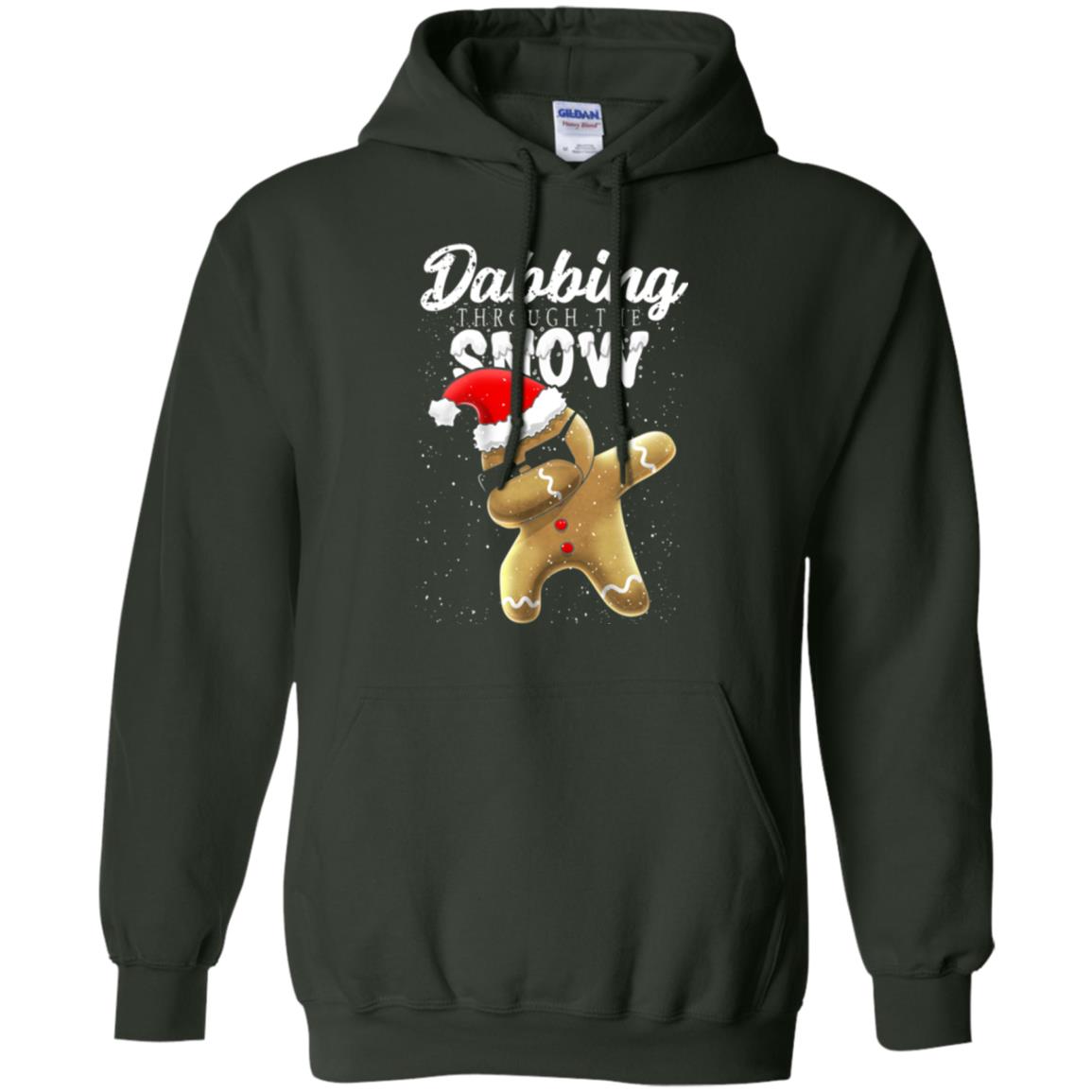 Dabbing Gingerbread T-shirt Dabbing Through The Snow Forest Green