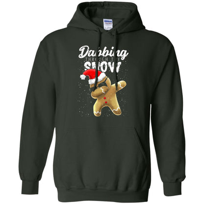 Dabbing Gingerbread T-shirt Dabbing Through The Snow Forest Green