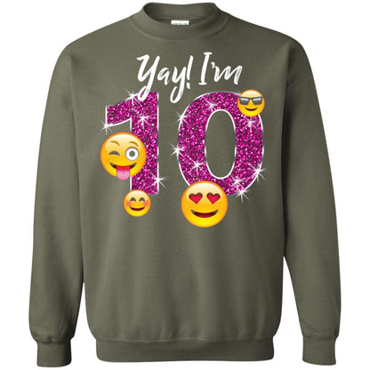 Funny Emoji Birthday 10th Birthday T-shirt Military Green
