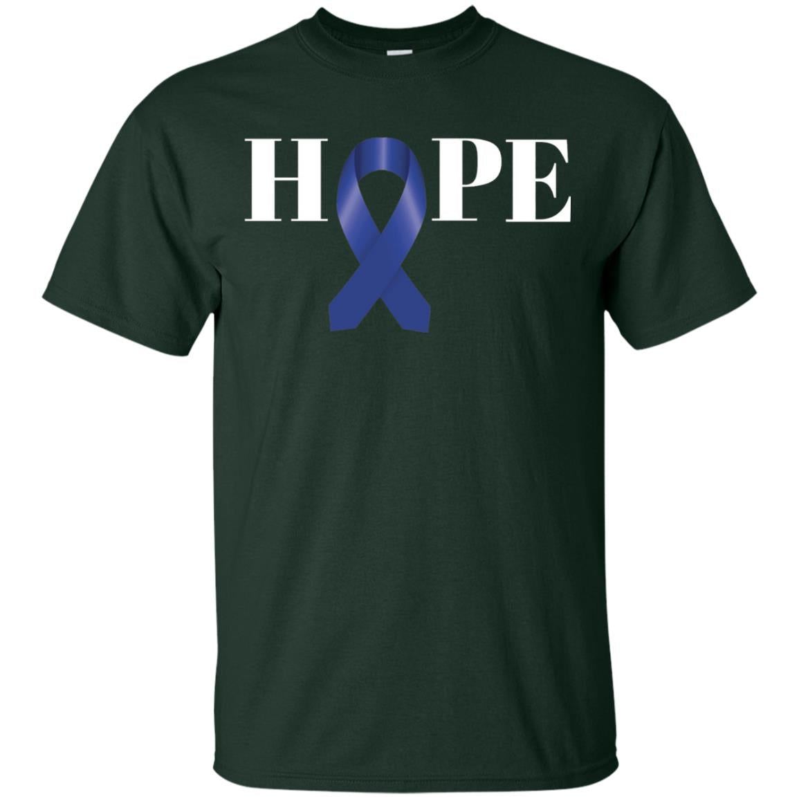 Hope Blue Ribbon Cancer Awareness Colon Cancer T-shirt Forest