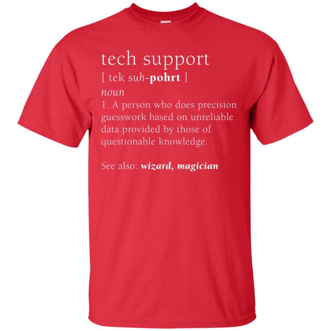 Tech Support Definition Funny Cute Computer Nerd Shirt Red