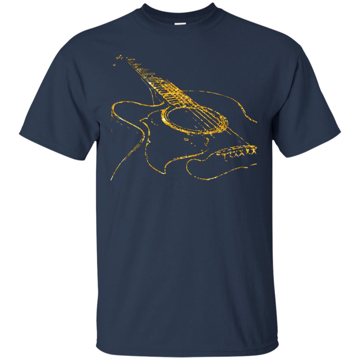 Guitar Gold Guitarist Gift Shirt For Mens Or Womens Navy