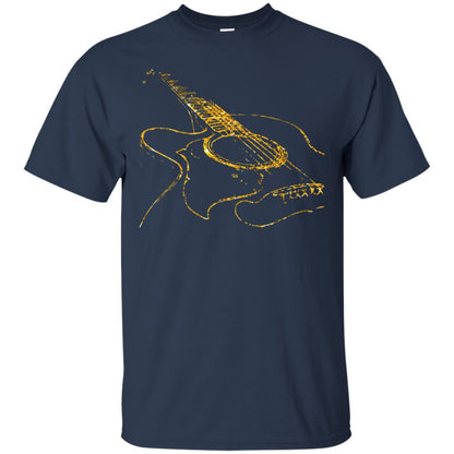 Guitar Gold Guitarist Gift Shirt For Mens Or Womens Navy