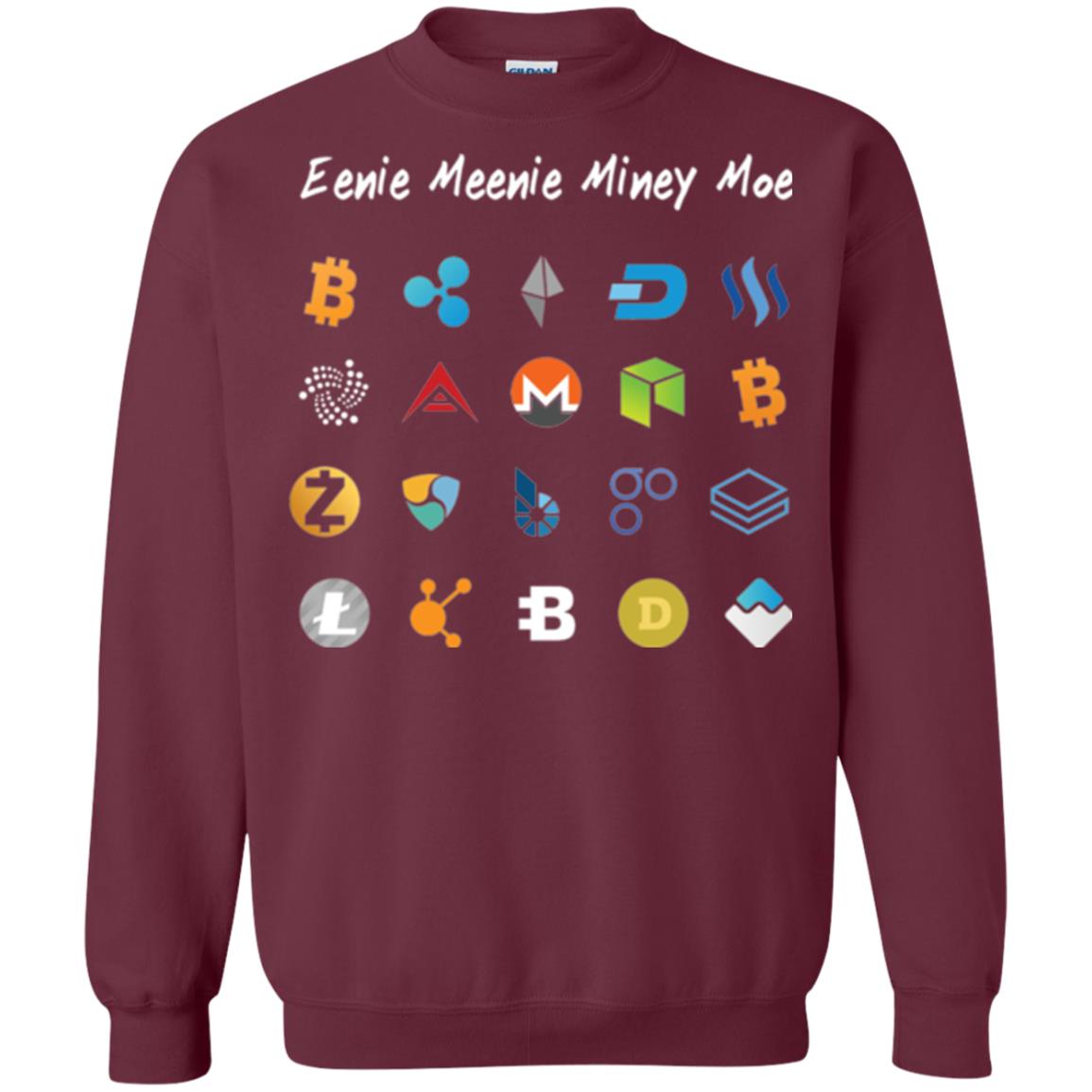 Bitcoin Litecoin Ethereum Eenie Meenie Miney Moe T-shirt Maroon