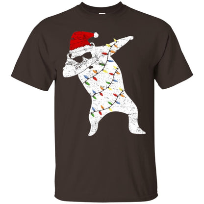 Christmas T-shirt Santa Bear Dabbing Lights Sunglasses Dark Chocolate