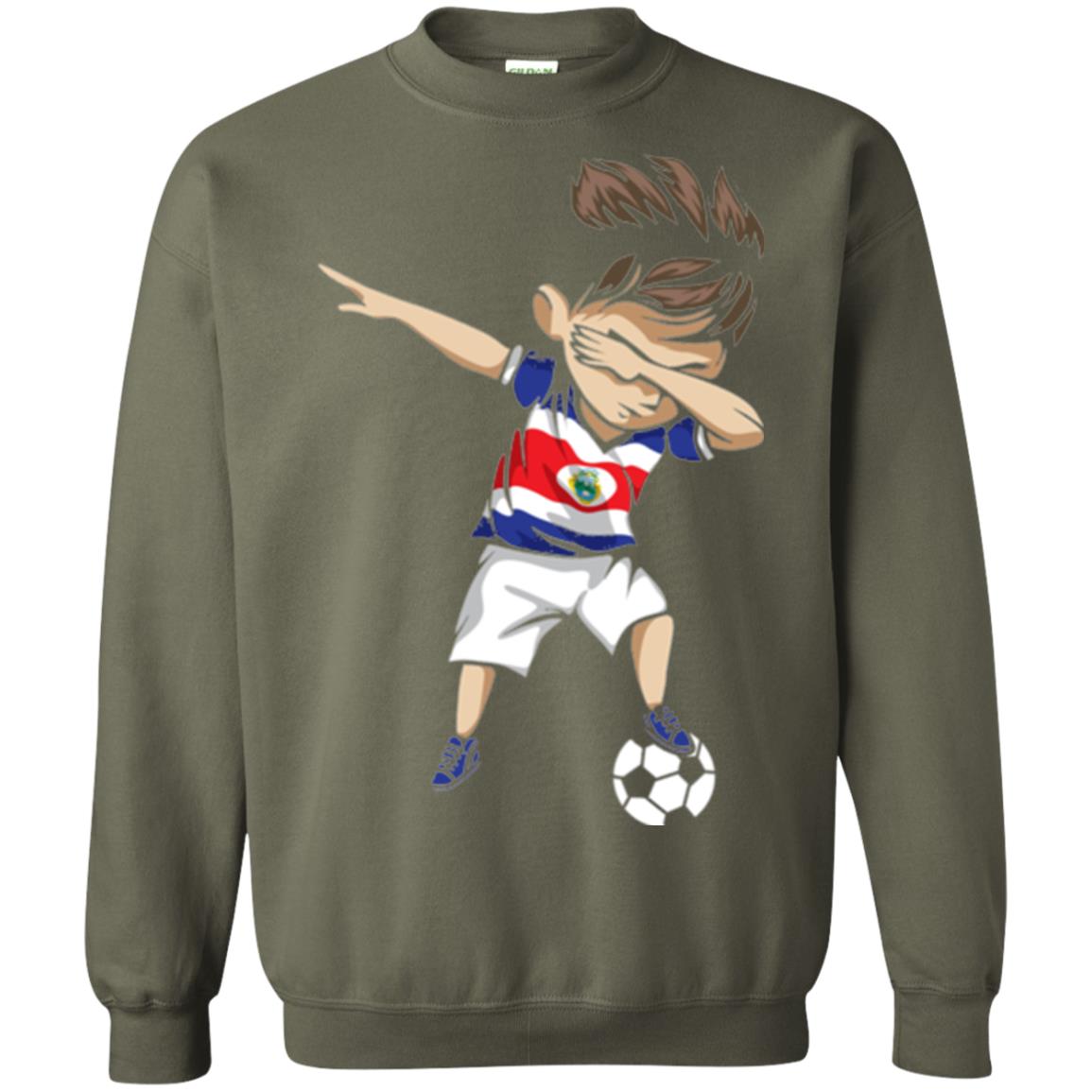 Dabbing Soccer Boy Costa Rica Jersey Football Shirt Military Green