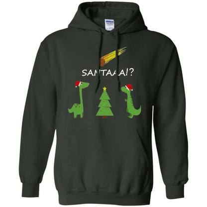 Christmas T-shirt Funny Dinosaus Santaaa Forest Green