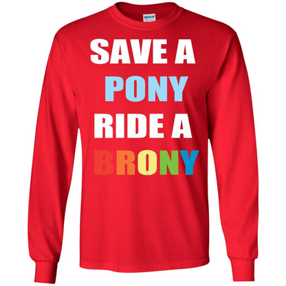 Save A Pony Ride A Brony Funny Bronies T-shirt Red