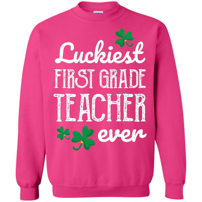 Luckiest First Grade Teacher Ever St. Patricks Day T-shirt Heliconia