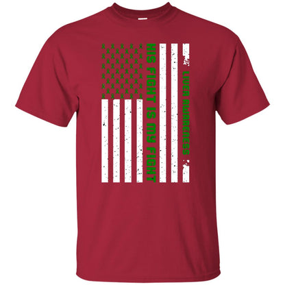 Liver Awareness His Fight Is My Fight Emerald Ribbon Stars Flag Of Usa Shirt Cardinal