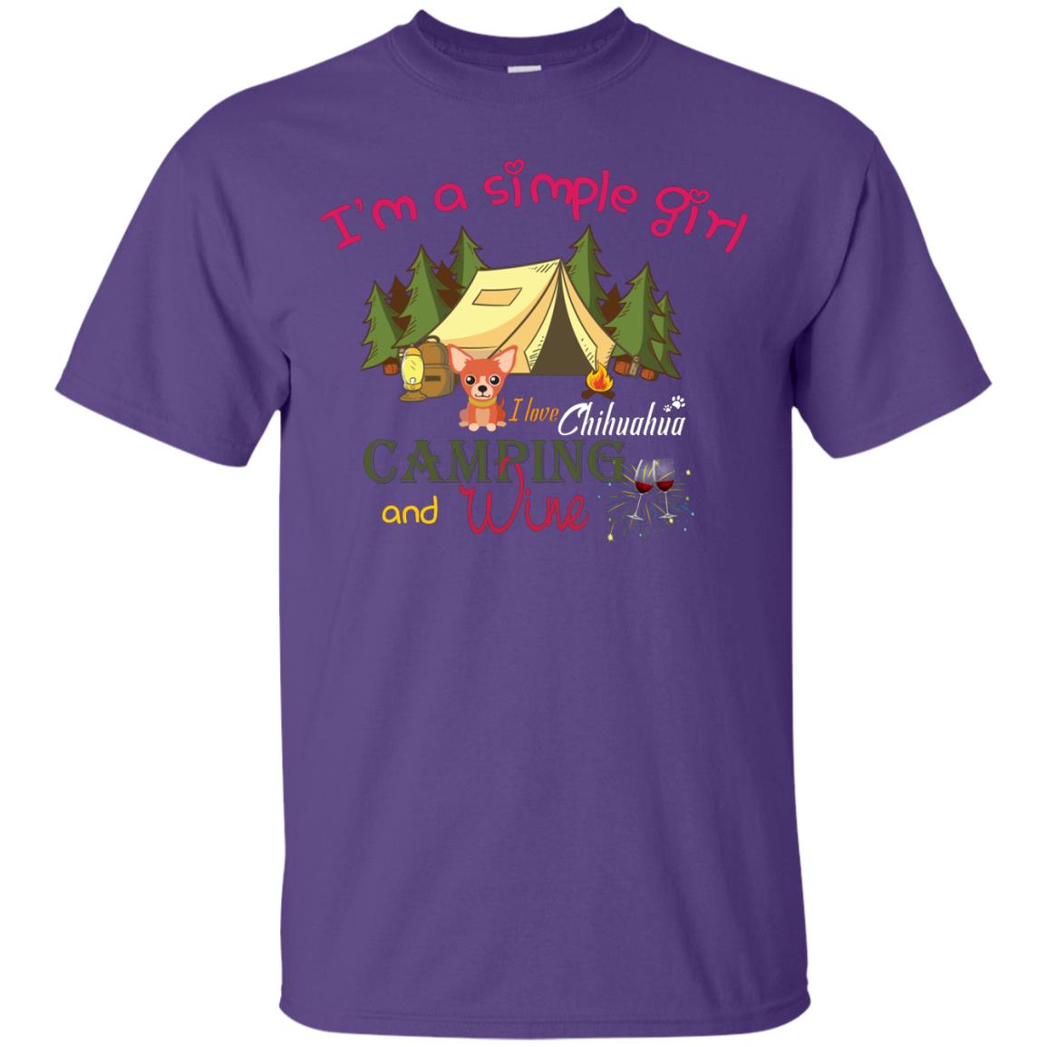 I’m A Simple Girl I Love Chihuahua Camping And Wine Shirt Purple