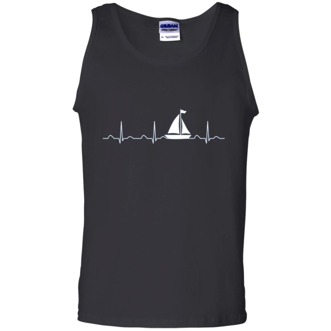 Boating Sailor T-shirt Heartbeat Black